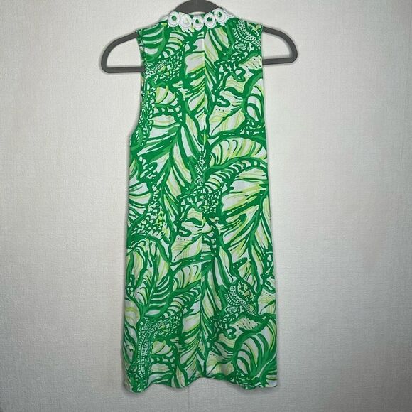 Lilly Pulitzer Shift Finder Keepers Dress Size 2 Green Print White Detail - Picture 8 of 10